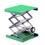   Lab-Jack MAXI, 160 x 130 mm aluminium green, with adjusting wheel, (+ 30% more hight) 75-400 mm