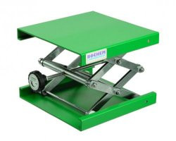 Lab-Jack, aluminium green 300 x 300 mm, with adjusting wheel, incl. ratchet