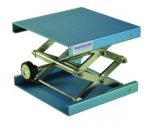   Lab-Jack, aluminium anodized blue 100 x 100 mm, with adjusting wheel