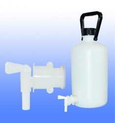 LLG-Bottle (carboy) 5 ltr. narrow mouth, ? 167 x H 355mm, w. stopcock, HDPE