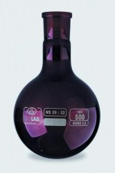 Round flask 500 ml, amber glass NS 29/32, Boro 3.3, DIN 12394