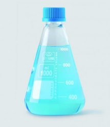 Erlenmeyer flask 1000 ml Borosilicate glass 3.3, white graudated, with screw-cap GL32
