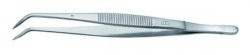 Forceps 130 mm rounded bent, stainless steel