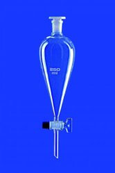 Separating Funnel 500ml, Squibb, glass key, NS 29/32, PE-stopper, bore 4,0mm, w./o. grad., borosilicate 3.3