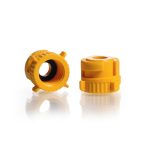 Keck adapter,glass thread GL 14,yellow