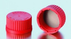 Screw cap, GL 18 PBT, closed, red, with PTFE protected seal
