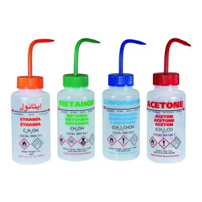   LLG mosópalack (spriccflaska), 500 ml, széles nyakú, GHS felirattal, aceton, LDPE, SP/FR/D/UK