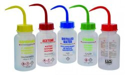 LLG-Wash bottle, 500 ml, wide-neck with GHS Printing, Acetone, LDPE, SP/FR/D/UK