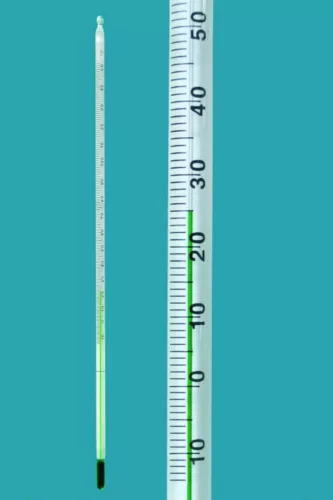 LLG-hőmérők -10...+250:2°C, tömör szárral, 300x5,5-6,5mm, 76mm, merülő, környezetbarát folyadék