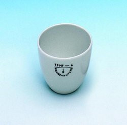 Porcelain crucibles,medium form,cap. 49 ml diam. 50 mm,height 40 mm