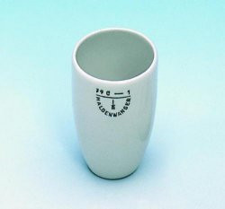 Porcelain crucibles,tall form,cap. 11 ml diam. 26 mm,height 33 mm