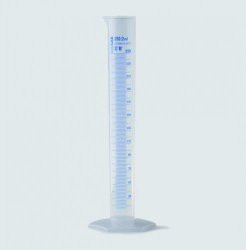 Measuring cylinder 10 ml, tall form PP, cl.B, blue scale