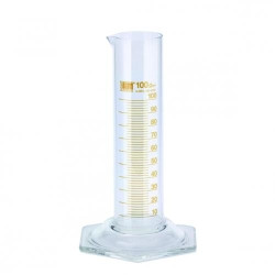 Measuring Cylinders with spout, glass 50ml with permanent amber stain graduations