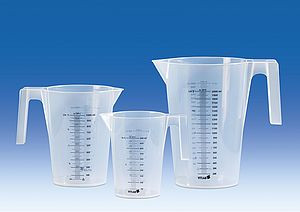 Measuring jugs 500 ml, PP, stackable completely transparent, printed black graduation on both side