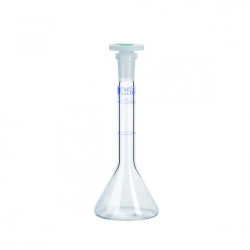 Volumetric flask 25ml, cl.A, DURAN NS 10/19 with PP stopper,trapeziodal shape