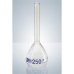 Volumetric flask with rim 5ml, cl.A, Duran, blue grad.