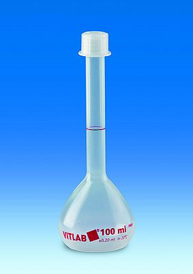 Volumetric flask 50 ml, OPAK, PMP cl. A, GL 18, with PP screw cap with batch certificate