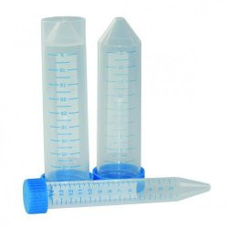 Centrifuge tubes 50ml, PP conical, 30x115mm, sterile, blue grad., in bag, pack of 20