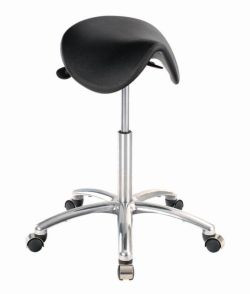 LLG-Saddle stool seat from PU foam, height adjustable 570-740mm, metal 5-star base, black,