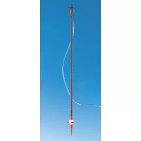   BLAUBRAND® AS osztályú automata büretta, DE-M10 ml: 0,02 ml, 3,3-as borostyán színű menettel, PTFE fehér elzárócsappal, műanyag töltőcsővel együtt