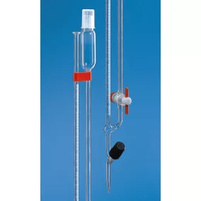   BRAND Mikrobüretta Bang BLAUBRAND A osztály, S DE-M10ml:0,02ml, Boro 3.3 átlátszó,oldalszelePE s elzárócsap PTFE, beosztással kék Schellbach csíkkal,2 db-os csomag