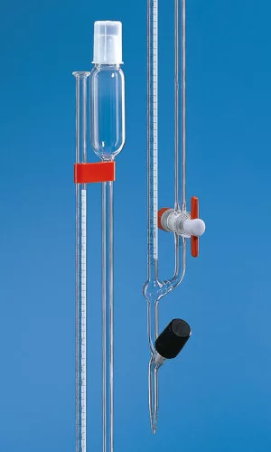 BRAND Mikrobüretta Bang BLAUBRAND A osztály, S DE-M2ml:0,01ml, Boro 3.3 átlátszó,oldalszelePE s elzárócsap PTFE, beosztással kék Schellbach csíkkal,2 db-os csomag