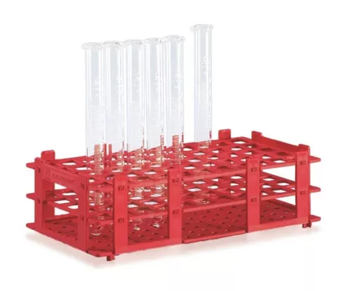 Kémcsőtartó, PP, fehér, 265x126x88 mm, 21 kémcső átmérőjű, 30 mm-ig, alfanumerikusan jelölt pozíciók, gőzsterilizálásnak ellenálló (121C)