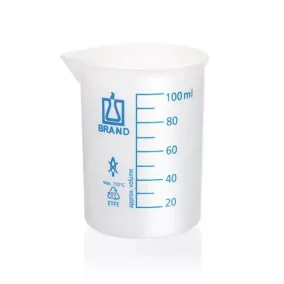   Főzőpohár, alacsony, ETFE 100 ml: 20 ml beosztással és kiöntővel, gyöngyös peremmel