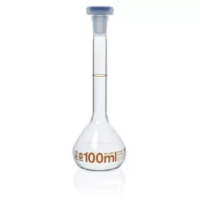   BLAUBRAND-ETERNA A DE-M mérőlombik 20 ml W, Boro 3.3 NS 12/21, PP dugóval, széles nyakú, borostyán fokozattal,