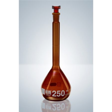 HIRSCHMANN mérőlombik A cc 100 ml borostyán üveg dugó NS 14/23