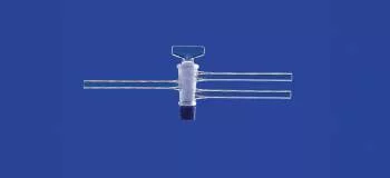 Elzárócsap, 2 utas tömörüveg dugóval, elzárócsap NS 18,8, furat 4,0 mm, boroszilikát üveg 3,3