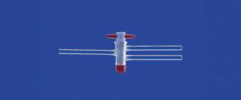 Elzárócsap, 2 utas PTFE dugóval, elzárócsap NS 14,5 mm, furat 2,5 mm, boroszilikát üveg 3,3