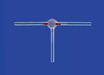 Elzárócsap, 3 utas PTFE dugóval, elzárócsap NS 14,5, furat 1,5 mm, boroszilikát üveg 3,3