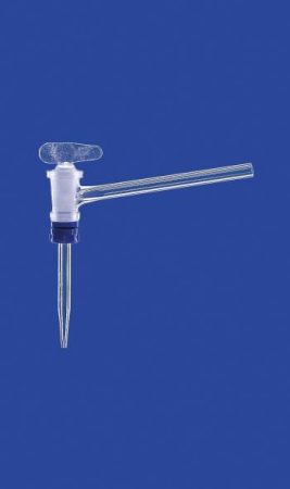 Bürettás elzárócsap, oldalsó, NS 12,5, furat 1,5 mm, tömör üvegdugóval, boroszilikát üveg 3,3