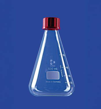 Erlenmeyer lombik GL 32 DIN menettel és csavaros kupakkal, 500 ml, DURAN®