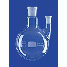   Gömblombik, kétnyakú, oldalsó nyakú ferde, középső nyakú NS 29/32, oldalsó nyakú NS 19/26, 500 ml, DURAN®