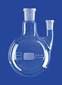 Gömblombik, kétnyakú, oldalsó nyakú ferde, középső nyakú NS 29/32, oldalsó nyakú NS 19/26, 500 ml, DURAN®