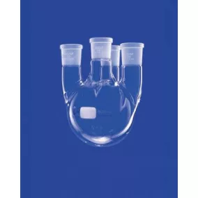   Gömblombik, négynyakú, oldalsó nyaka 7°-os szögben, középső nyaka NS 29/32, oldalsó nyaka NS 29/32, 1000 ml, DURAN®