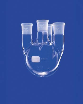 Gömblombik, négynyakú, oldalsó nyakak párhuzamosak, középső nyakú NS 29/32, oldalsó nyakak NS 29/32, 500 ml, DURAN®