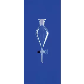    Elválasztó tölcsér, Csiszolat kúpos, tömör üveg dugó, 250 ml, NS 29/32, furat 4,0 mm, skála nélkül, boroszilikát üveg 3.3