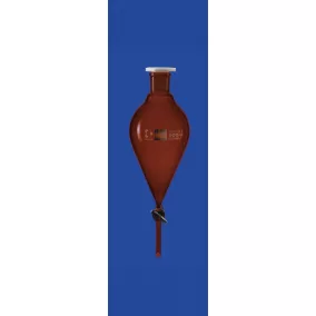   Elválasztó tölcsér, Csiszolat kúpos, tömör üveg dugó, 1.000 ml, NS 29/32, furat 6,0 mm, borostyán, vízkő nélkül, boroszilikát üveg 3.3