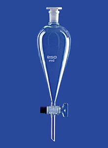  Elválasztó tölcsér acc. Squibb-hez, PTFE dugó, 50 ml, NS 19/26, furat 2,5 mm, skála 2 ml, boroszilikát üveg 3,3