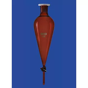   Elválasztó tölcsér acc. Squibb-hez, eladó üvegdugó, 250 ml, NS 29/32, furat 4,0 mm, borostyán, vízkő nélkül, boroszilikát üveg 3.3