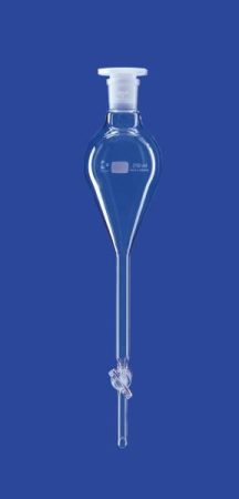 Elválasztó tölcsér acc. Gilsonhoz, tömör üveg dugó, 250 ml, NS 29/32, furat 4,0 mm, boroszilikát üveg 3,3