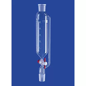   Csepegtető tölcsér, hengeres, nyomáskiegyenlítő cső, PTFE dugó, 1.000 ml, NS 29/32, furat 6,0 mm, skála 20 ml, boroszilikát üveg 3.3