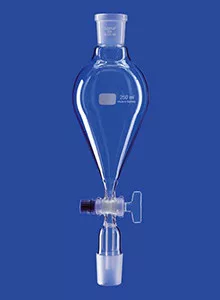 Csepegtető tölcsér, Csiszolat kúpos, tömör üveg dugó, 50 ml, NS 19/26, furat 2,5 mm, boroszilikát üveg 3,3