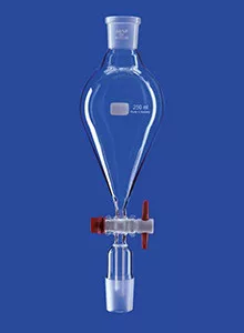 Csepegtető tölcsér, Csiszolat kúpos, PTFE dugó, 100 ml, NS 19/26, furat 2,5 mm, boroszilikát üveg 3,3