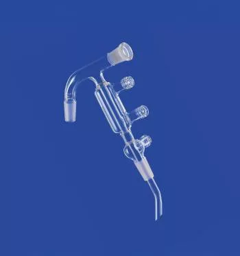 Desztilláló rövid út desztillációhoz, 2 Csiszolat kúp NS 14/23, 1 foglalat NS 14/23 és 3 DIN menet GL 14, DURAN® cső