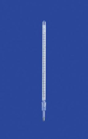 Desztillációs hőmérő Csiszolat kúpos NS 14/23, 0 - 250 °C, töltet: izoamil-benzoát, skála 1°C, beépített hossz 70 mm