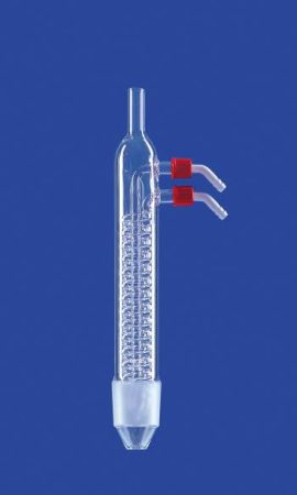 Dimroth kondenzátor elszívókhoz,GL-szálakkal, kúpos NS45/40,elszívó 100-250ml,víz konn. GL14, hűtőfelület 370cm?,DURAN